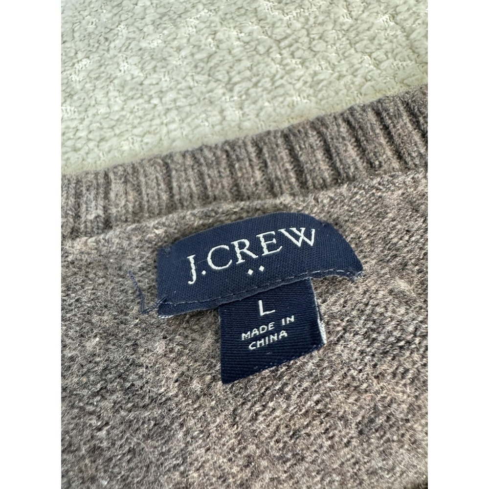 J.Crew Sweater‎ Mens Large Brown Polyamide Lambswool Crewneck Knit Pullover - Picture 2 of 7